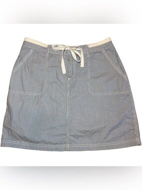 Vintage Y2K Faded Glory Blue Striped Skirt Skort Tie Waist Pockets Women’s 6